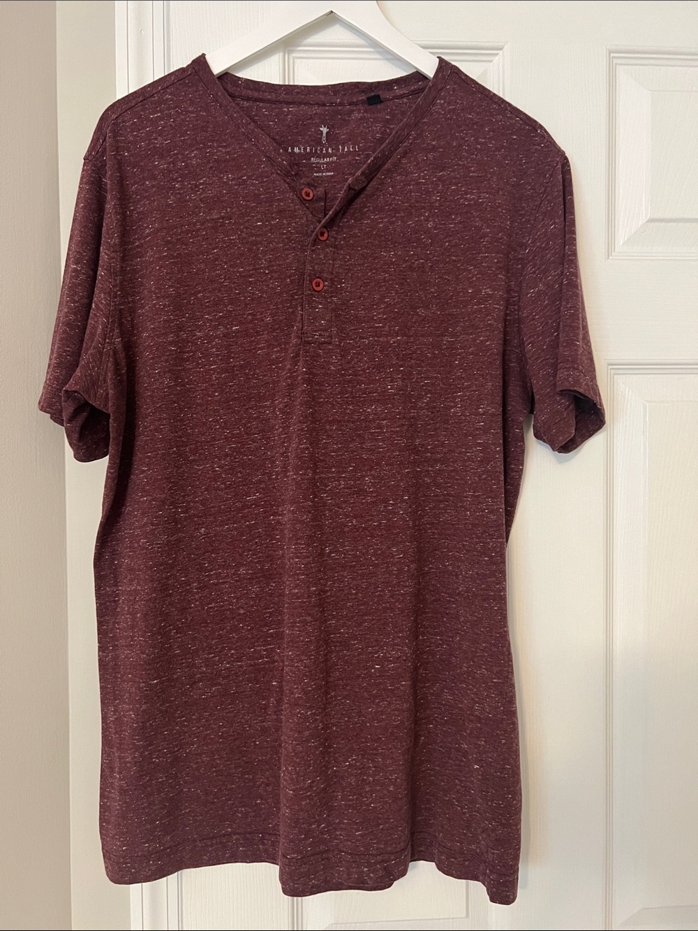 Short-Sleeve Heathered Maroon Henley Shirt